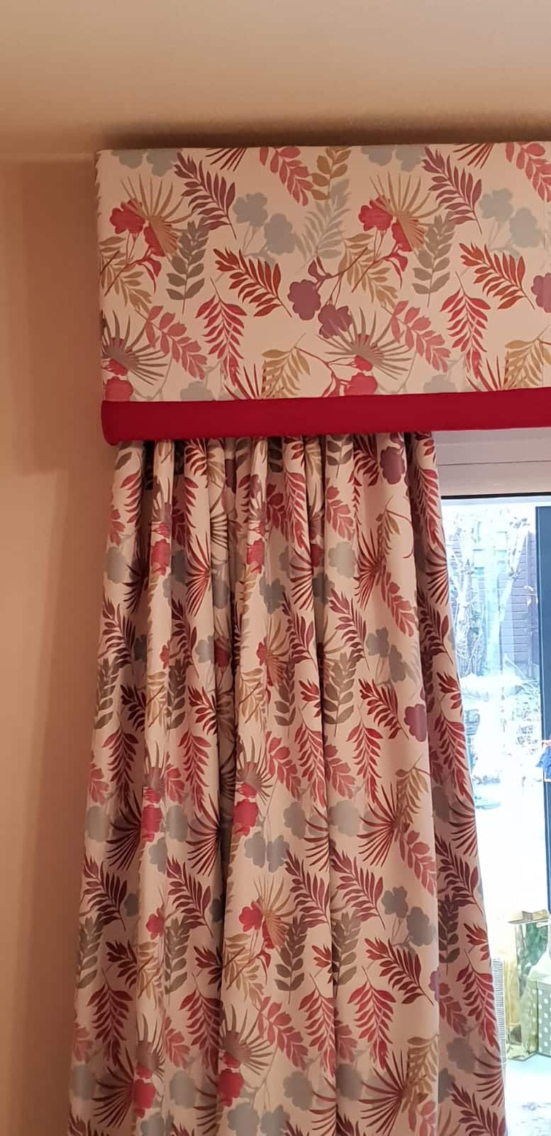 Melody during a home consultation with fabric samples